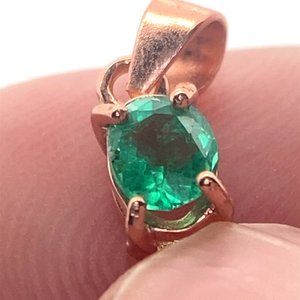 Panjshir Emerald .35ct Rose Gold Finish Solid 925 Sterling Silver Pendant